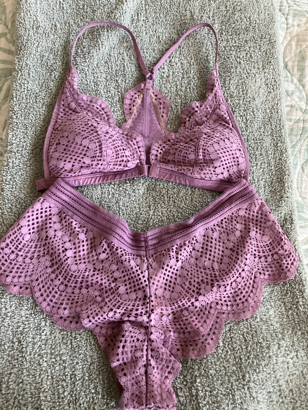 Victoria's Secret Lace Bralette & Brief Set in Dusty Mauve Purple